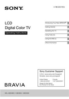 Sony KDL 46EX600 manual. Camera Instructions.